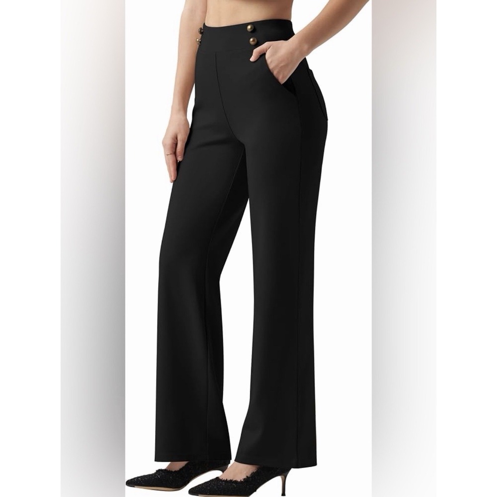 NEW Willit Women's Smooth Wide Leg Yoga Dress Pants Black Medium Workwear